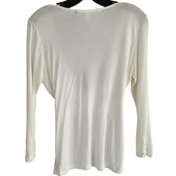 Diane Von Furstenberg Long Sleeve White Top Size L - Picture 2 of 7